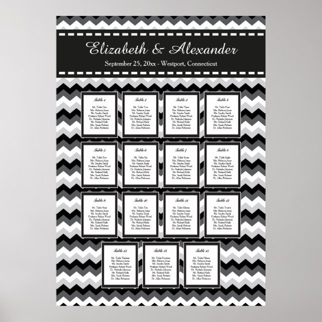 Poster Gráfico de Assentos de Mesa Modern Chevon (Frente)