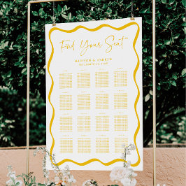 Poster Gráfico de Assentos de Mesa Moderno Amarelo Ondula