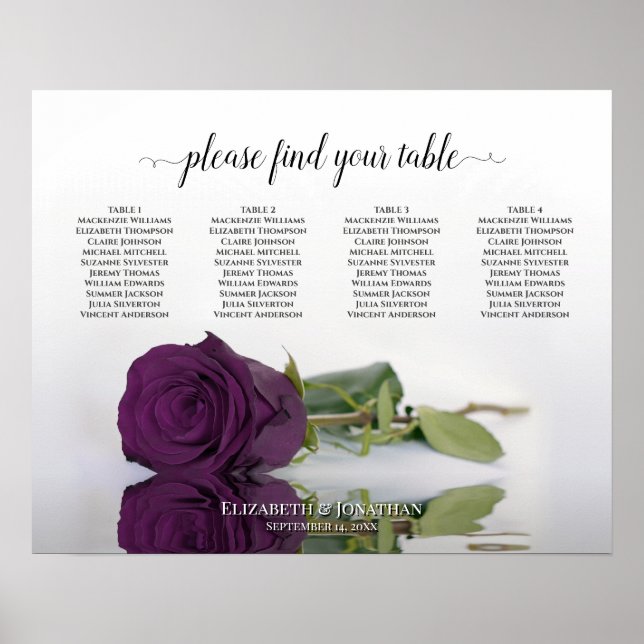 Poster Gráfico de Assentos de Mesa Rosa 4 Roxo de ameixa  (Frente)