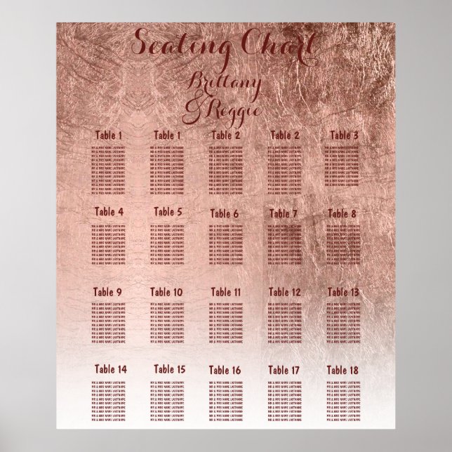 Poster Gráfico de assentos de mesa rosa dourado de luxo 1 (Frente)