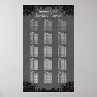Poster Gráfico de Assentos de Mesas de Casamento em Gótic