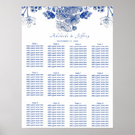 Poster Gráfico de Assentos de Padrão da China Floral Azul