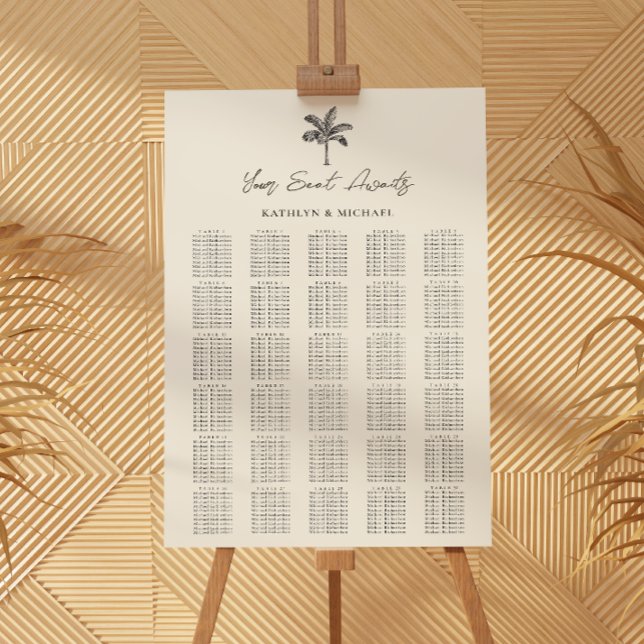Poster Gráfico de Assentos de Palm Tree Beach Wedding 30  (Criador carregado)
