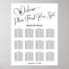 Poster Gráfico de Assentos de Recepção de Casamento em Le