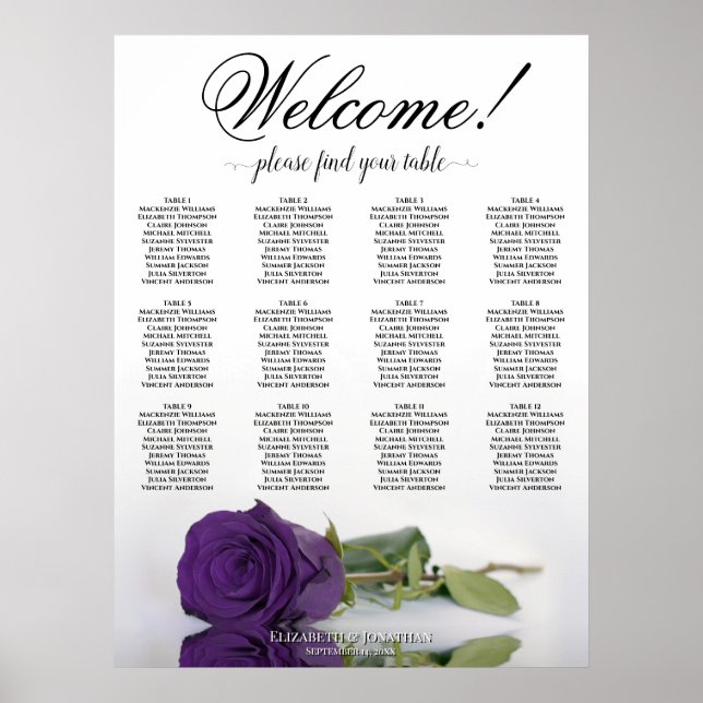 Poster Gráfico de Assentos de Rosa Roxa Real Elegante de  (Frente)