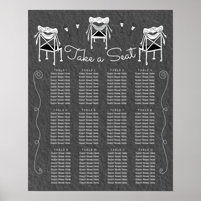 Poster Gráfico de Assentos Desenhados Manualmente (Frente)