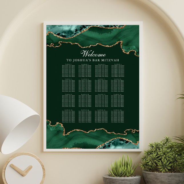 Poster Gráfico de Assentos do Bar de Agato Dourado Verde  (Criador carregado)