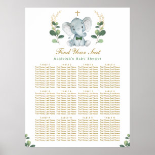 Poster Gráfico de Assentos do Batismo Elefante Dourado Ve