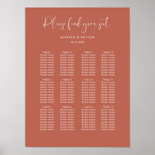 Poster Gráfico de assentos do casamento de argila vermelh