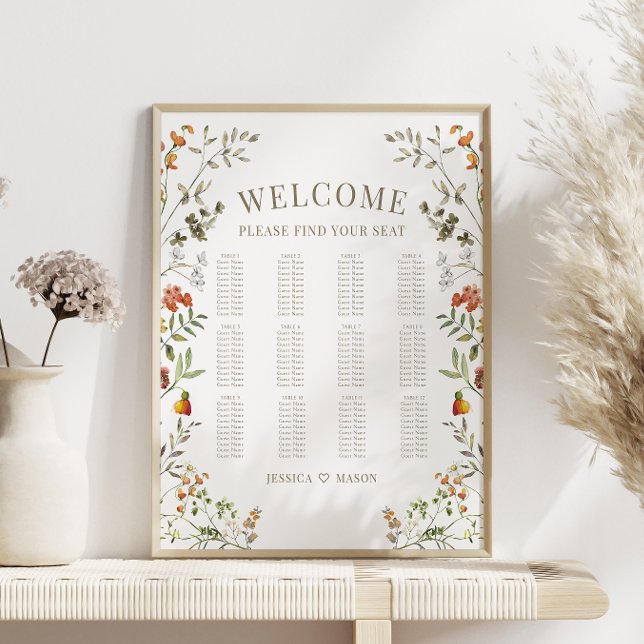 Poster Gráfico de Assentos do Casamento outono de Flor La (Criador carregado)