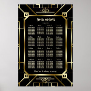 Poster Gráfico de Assentos do Excelente Dourado Glam Bla