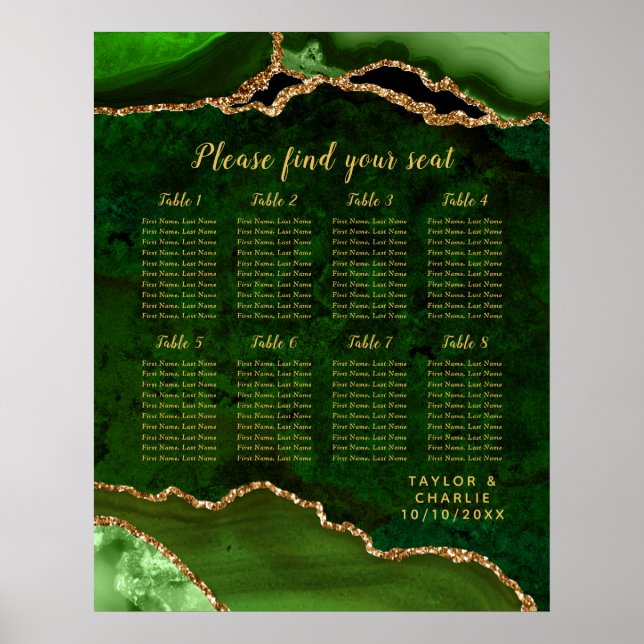 Poster Gráfico de Assentos do Green Dourado Agate Weds 8  (Frente)