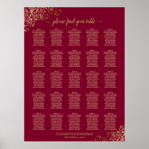 Poster Gráfico de Assentos Elegante Burgundy e Dourado de