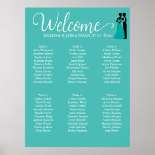 Poster Gráfico de assentos Elegante Teal White Elegante p