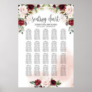 Poster Gráfico de assentos florais cor-de-rosa e de boho