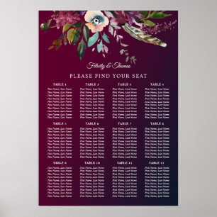 Poster Gráfico de Assentos Florais de Casamento de Borgon