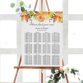 Poster Gráfico de Assentos Florais de Casamento de Pesseg
