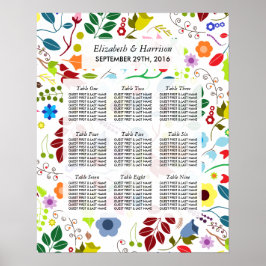 Poster Gráfico de Assentos Florais de Casamento Floral Mo