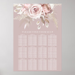 Poster Gráfico de Assentos Florais de Casamentos de Blush