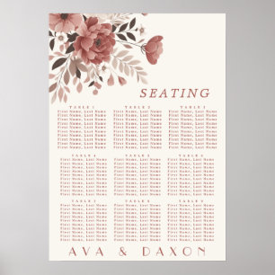 Poster Gráfico de Assentos Florais de Casamentos Dusty Ro