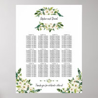 Gráfico de Assentos Florais de Manuscrito Branco