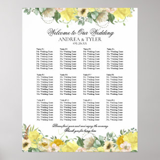 Poster Gráfico de Assentos Florais de Rosas Amarelas