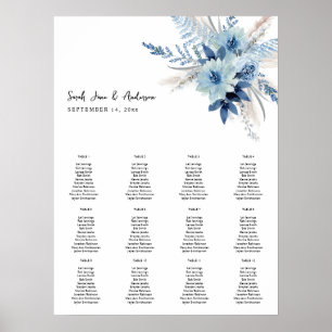 Poster Gráfico de Assentos Florais Dusty Blue Boho -12