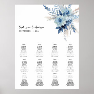 Poster Gráfico de Assentos Florais Dusty Blue Boho - 12 o