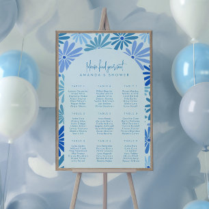 Poster Gráfico de Assentos Florais Retro Azul e Teto Post