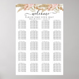 Poster Gráfico de Assentos Floral Boêmio Chic