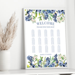 Poster Gráfico de Assentos floral de mirtilo de água Post