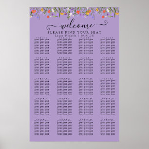 Poster Gráfico de Assentos Floral de Verão com Flor Silve
