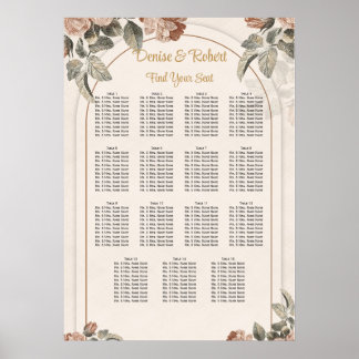 Poster Gráfico de Assentos Floral em Terracota Vintage