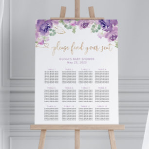 Poster Gráfico de assentos floral roxo
