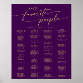 Poster Gráfico de Assentos Imprimível Boho Dourado e Roxo