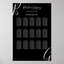 Poster Gráfico de Assentos Iniciais de Casamento do Monog