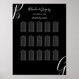 Poster Gráfico de Assentos Iniciais de Casamento do Monog