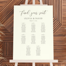 Gráfico de Assentos Ivory & Taupe Elegant Script 8