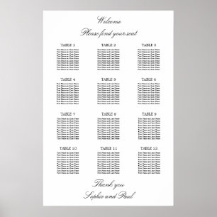 Poster Gráfico de Assentos Minimalista Elegante para 12 M