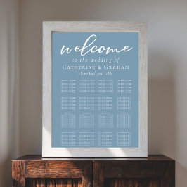 Poster Gráfico de Assentos Minimalistas de Casamento Azul