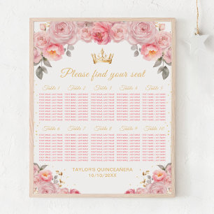 Poster Gráfico de Assentos para 10 Mesas da Princesa Rosa