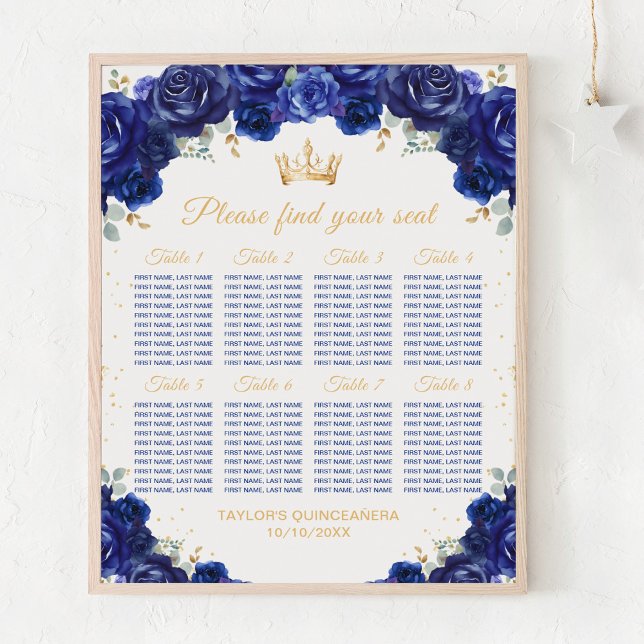 Poster Gráfico de Assentos para 8 Mesas da Princesa Azul  (Criador carregado)