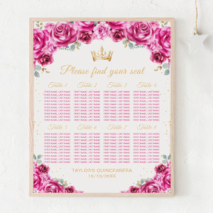 Poster Gráfico de Assentos para 8 Mesas da Princesa Rosa