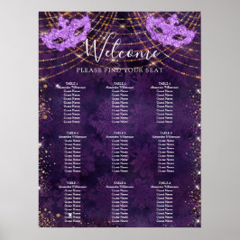 Poster Gráfico de assentos para 9 mesas com brilho roxo d