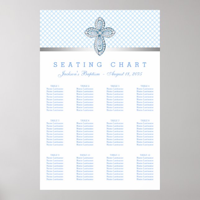 Poster Gráfico de Assentos para Batismo Baby Blue (Frente)