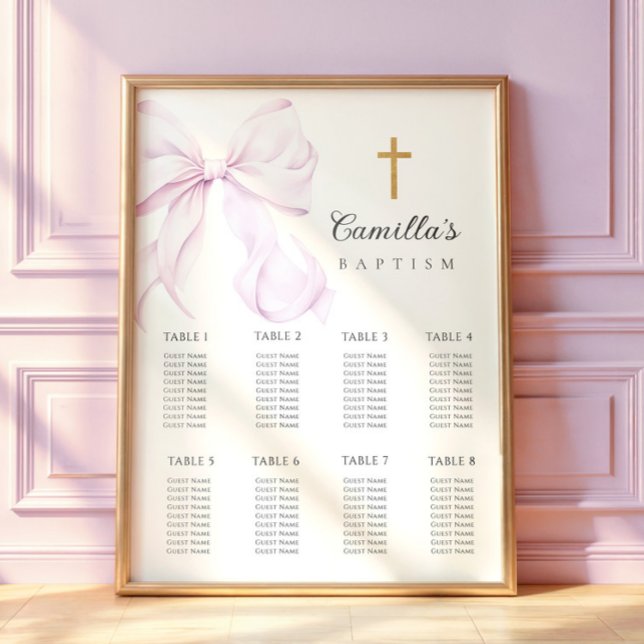 Poster Gráfico de Assentos para Batismo com Laço Roxo (Criador carregado)