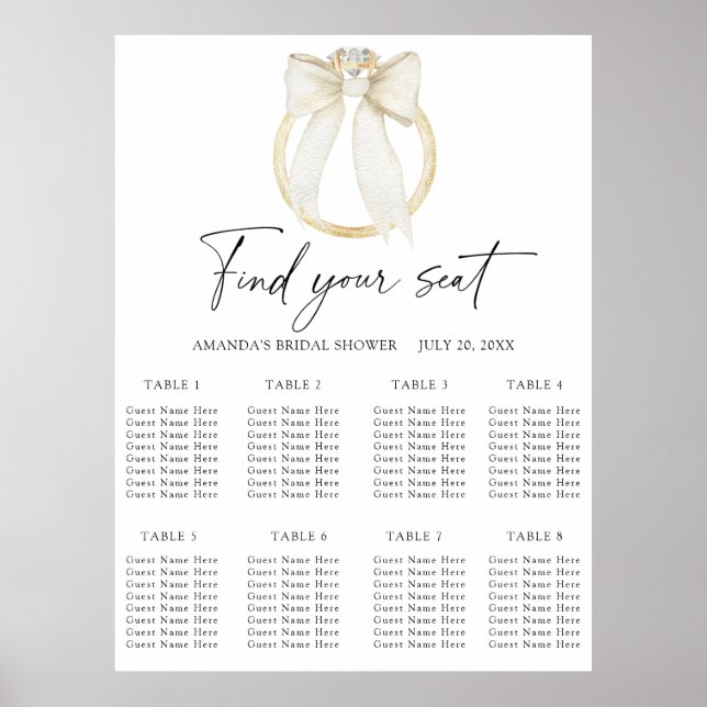 Poster Gráfico de assentos para casamento de Arco de Noiv (Frente)