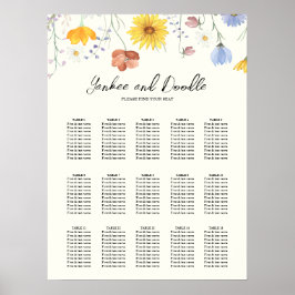 Poster Gráfico de assentos para casamento de primavera co