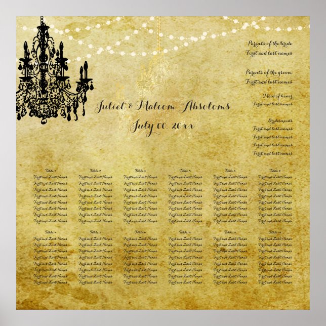 Pôster Gráfico de assentos para casamentos PixDezines per (Frente)