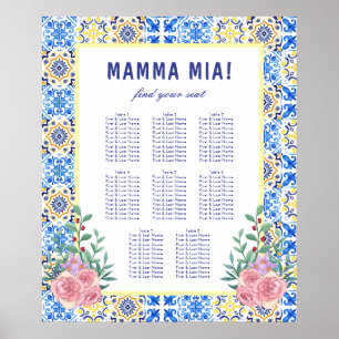 Poster Gráfico de Assentos para Chá de Bebê com Azulejo A